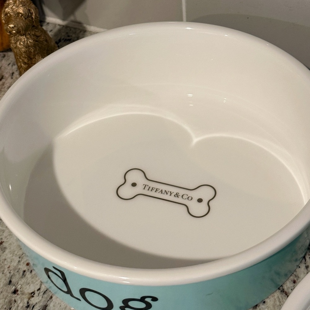 Tiffany & Co. Blue and White Dog Bowl